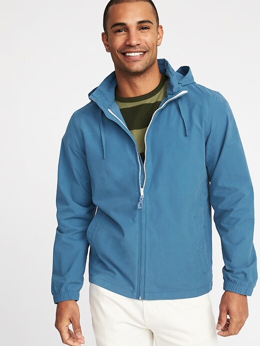 Image number 1 showing, Water-Resistant Nylon-Blend Stowaway-Hood Jacket