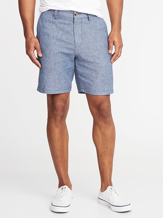 View large product image 1 of 2. Ultimate Slim Built-In Flex Linen-Blend Shorts - 8-inch inseam