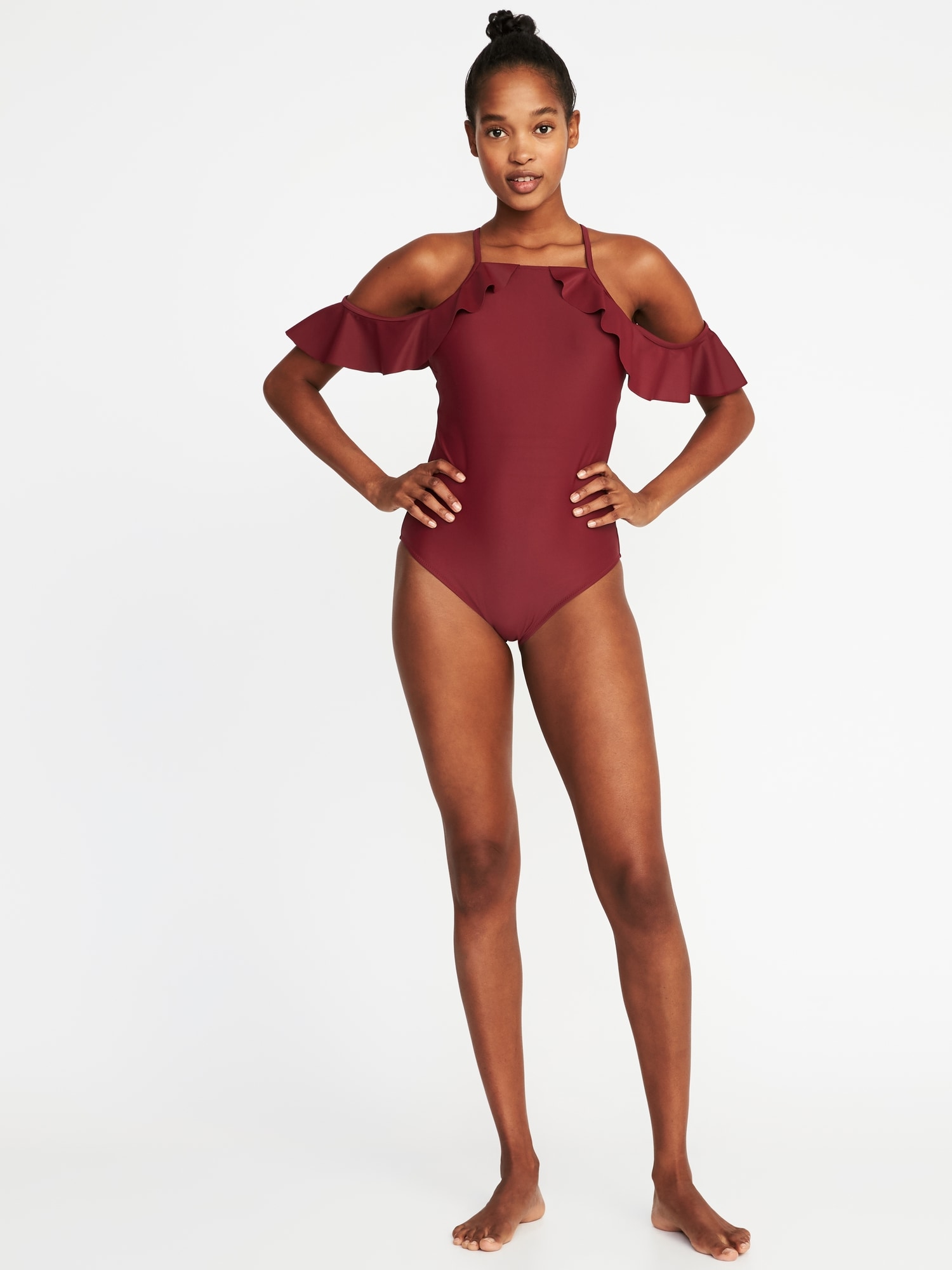 Cold shoulder clearance one piece swimsuit