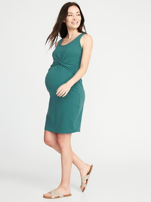 Image number 1 showing, Maternity Twist-Front Bodycon Tank Dress