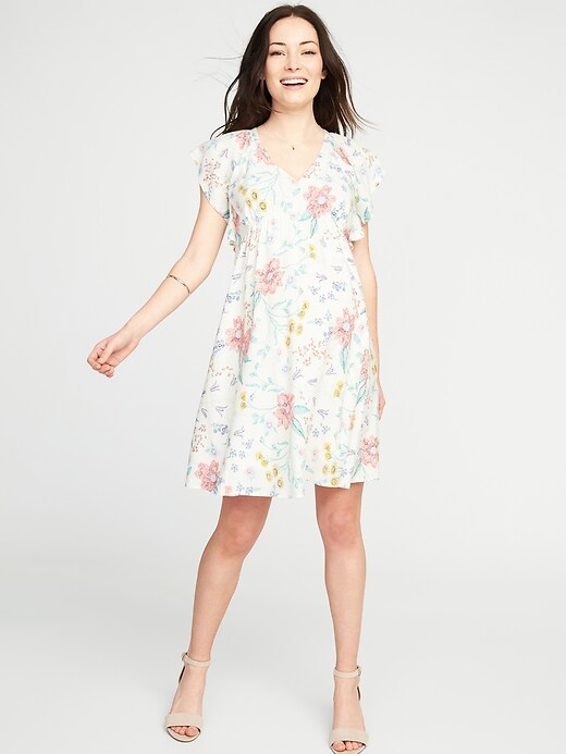 View large product image 1 of 1. Maternity Ruffle-Sleeve Dress