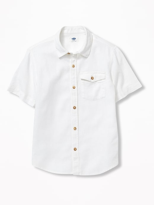 View large product image 1 of 3. Linen-Blend Pocket Shirt For Boys