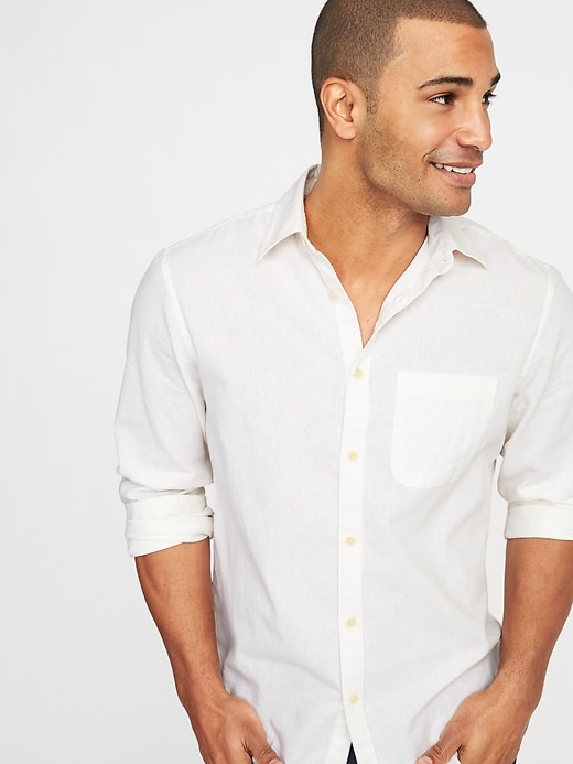Image number 4 showing, Regular-Fit Linen-Blend Shirt