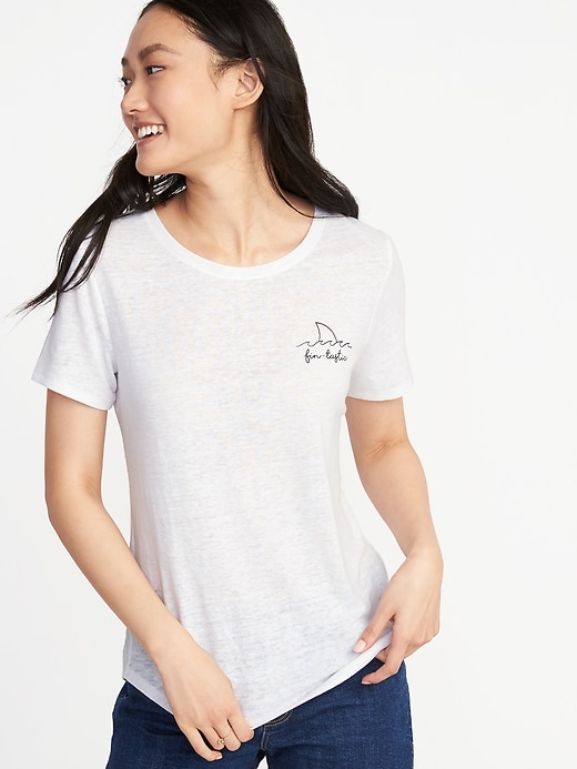 EveryWear Graphic Linen-Blend Tee for Women | Old Navy