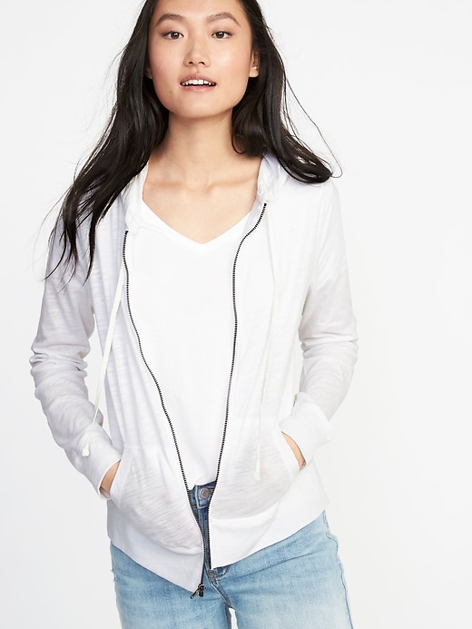 Image number 1 showing, Relaxed Lightweight Full-Zip Hoodie for Women