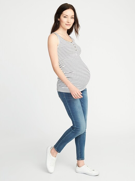 Image number 3 showing, Maternity Fitted Rib-Knit Henley Tank