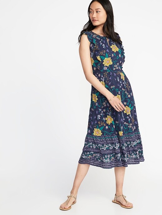 Image number 1 showing, Sleeveless Waist-Defined Midi Dress for Women