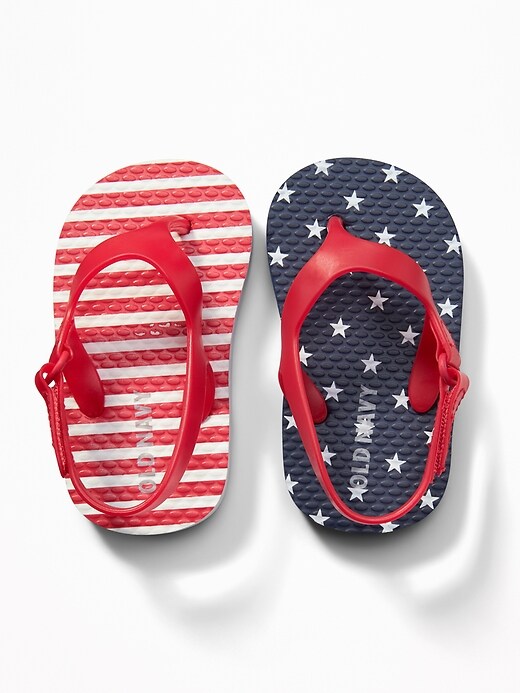 View large product image 1 of 1. Americana Stars & Stripes Flip-Flops For Baby
