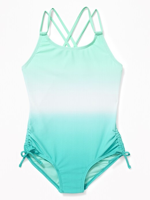 View large product image 1 of 2. Double-Strap Ruched Swimsuit for Girls