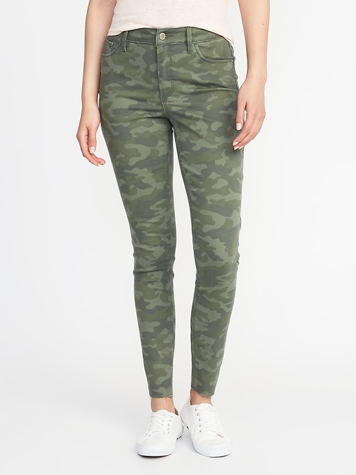 Image number 1 showing, Mid-Rise Camo-Print Raw-Edge Rockstar Ankle Jeans