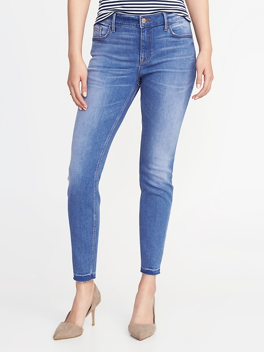 Image number 1 showing, Mid-Rise Raw-Edge Rockstar Jeans for Women