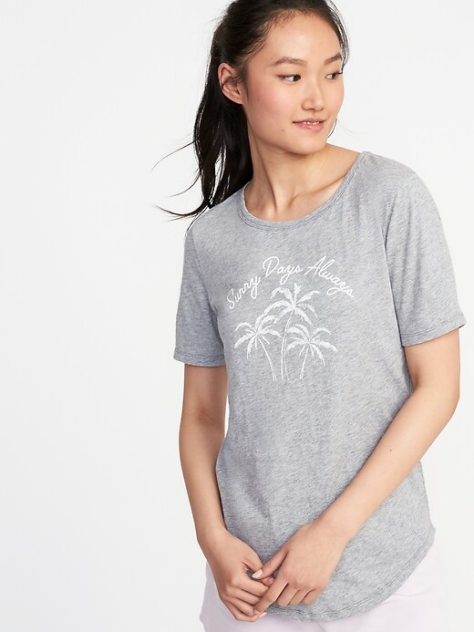 Image number 1 showing, Relaxed Slub-Knit Graphic Tee for Women
