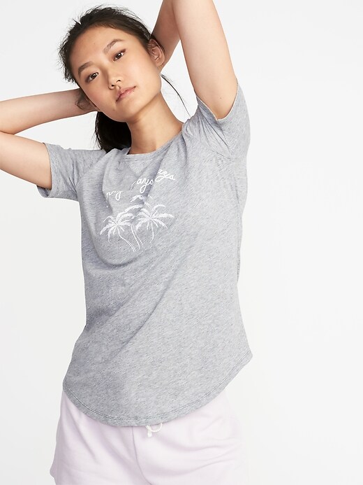 Image number 4 showing, Relaxed Slub-Knit Graphic Tee for Women