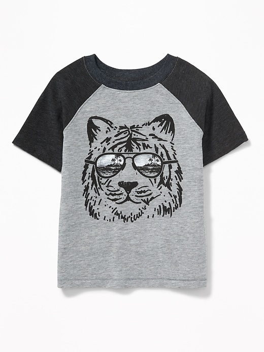 View large product image 1 of 2. Tiger-Graphic Raglan-Sleeve Tee for Toddler Boys