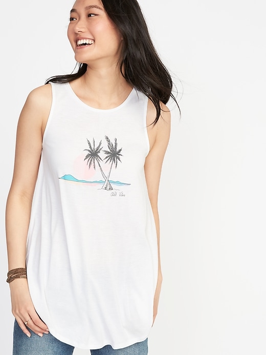 View large product image 1 of 1. Graphic High-Neck Swing Tank for Women
