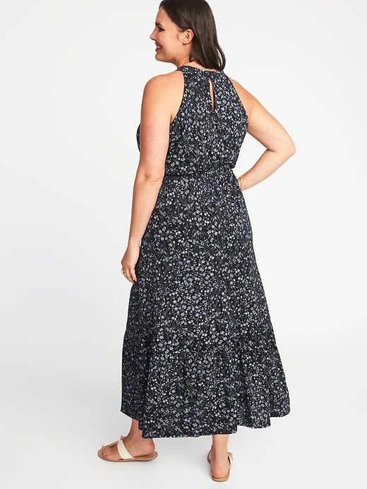 Waist-Defined Halter Plus-Size Tiered Maxi | Old Navy
