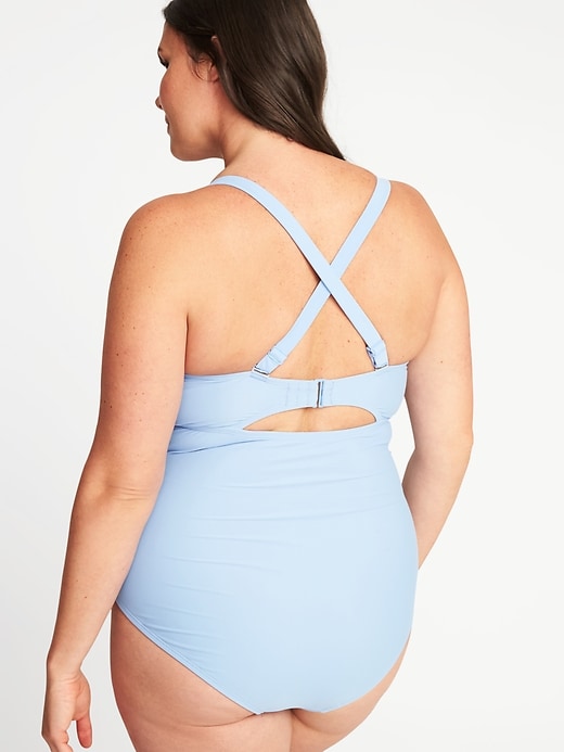 Image number 6 showing, Secret-Slim Plus-Size Wrap-Front Underwire Swimsuit