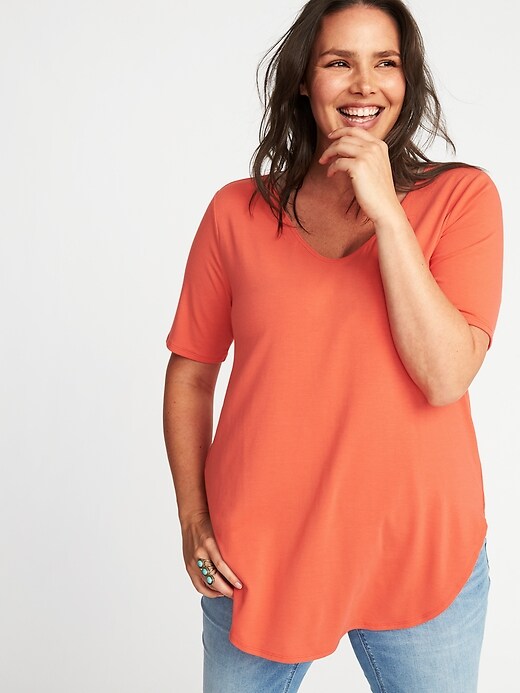 View large product image 1 of 1. Plus-Size Curved-Hem Extra-Long Tunic