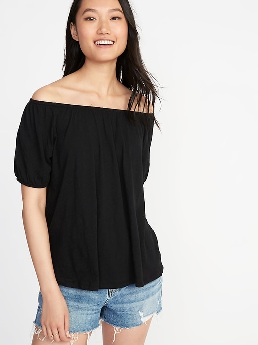 View large product image 1 of 1. Relaxed Bubble-Sleeve Top for Women