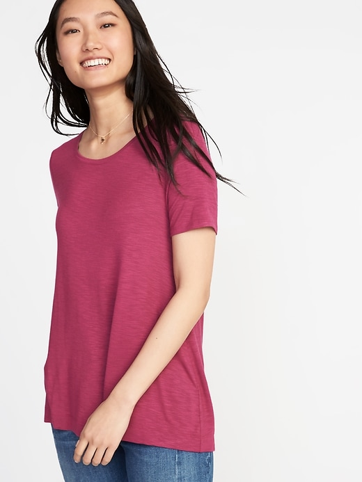 Image number 1 showing, Luxe Boat-Neck Swing Tee for Women