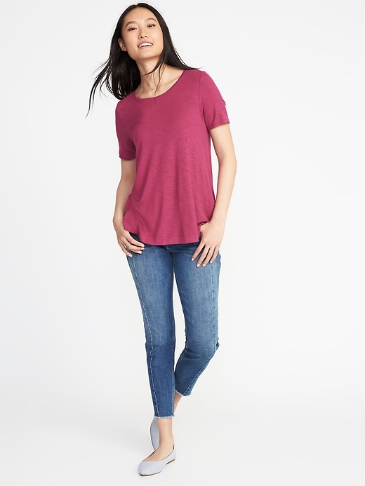 Image number 3 showing, Luxe Boat-Neck Swing Tee for Women