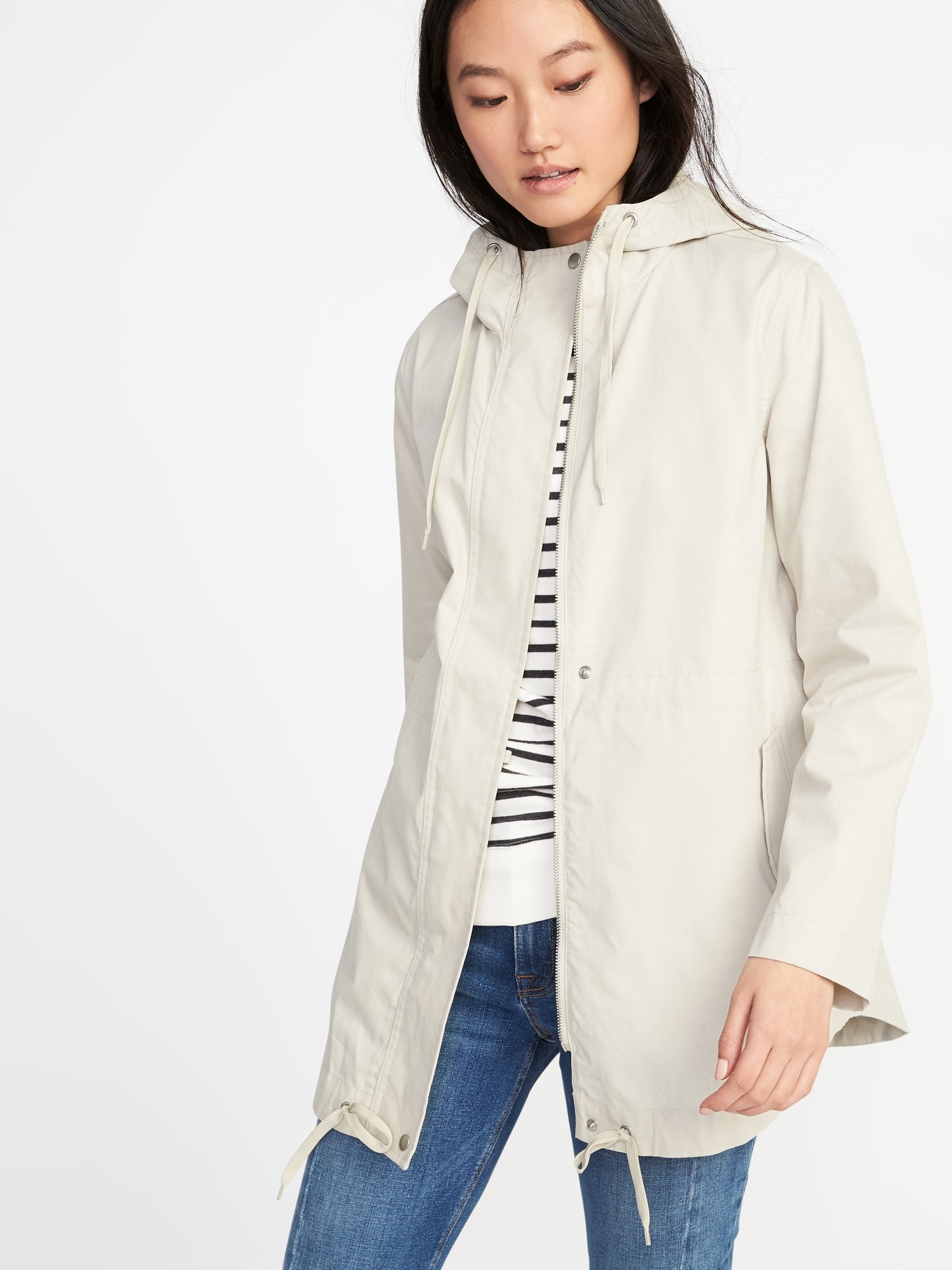Hooded Canvas WaterResistant Jacket for Women Old Navy