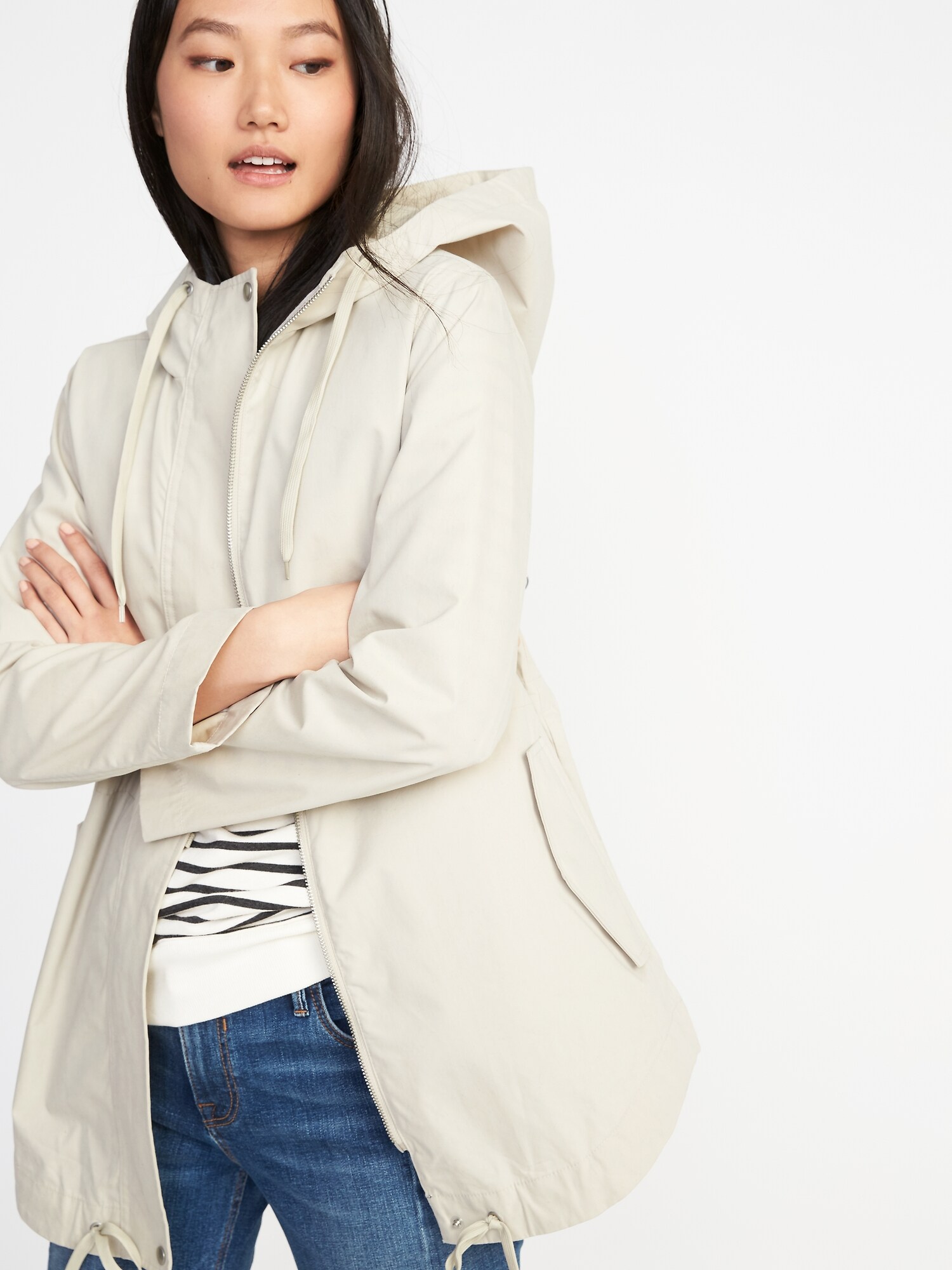 Hooded Canvas WaterResistant Jacket for Women Old Navy