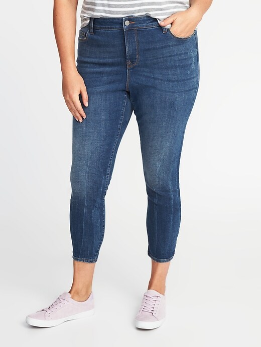 Image number 1 showing, Smooth & Slim High-Rise Plus-Size Cropped Rockstar Jeans