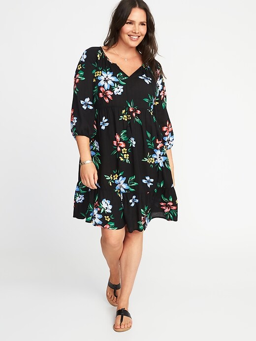 Plus-Size Boho Tassel-Tie Swing Dress | Old Navy