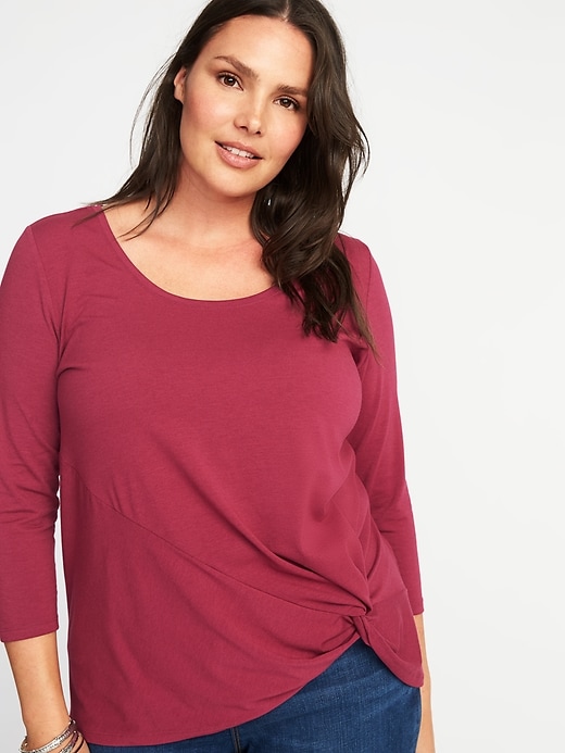 Plus-Size Fitted Twist-Front Top | Old Navy