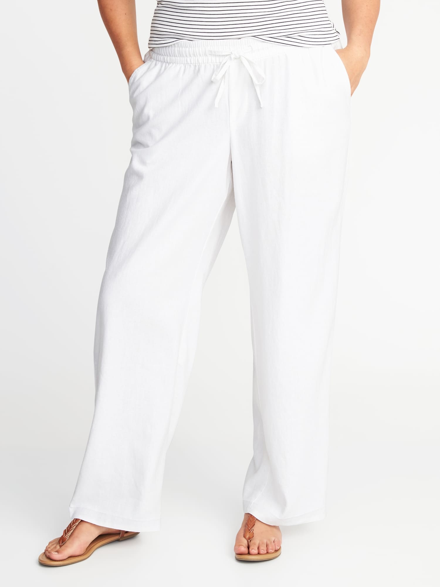 Plus-Size Wide-Leg Linen-Blend Soft Pants | Old Navy