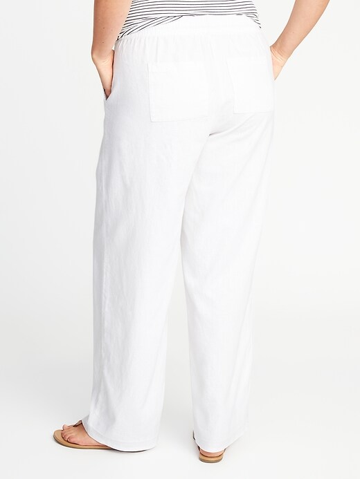View large product image 2 of 3. Plus-Size Wide-Leg Linen-Blend Soft Pants
