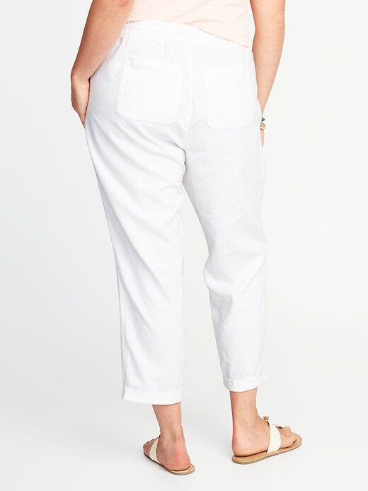 View large product image 2 of 3. Plus-Size Linen-Blend Cropped Soft Pants