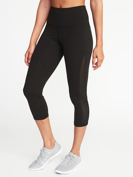 View large product image 1 of 2. High-Rise Elevate Side-Mesh Compression Crops for Women