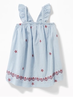 July Fourth Ruffle Trim Dress For Baby