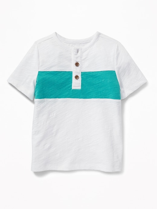 View large product image 1 of 2. Color-Block Slub-Knit Henley for Toddler Boys