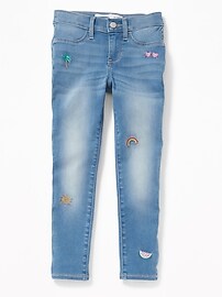 View large product image 4 of 4. Ballerina 360&#176 Stretch Embroidered-Patch Ankle Jeans for Girls