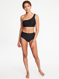 View large product image 3 of 3. Mid-Rise Textured-Stripe Swim Bottoms for Women