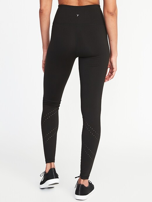 View large product image 2 of 2. High-Rise 7/8-Length Laser-Cut Compression Leggings for Women