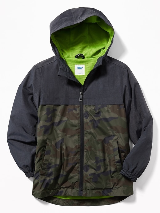 View large product image 1 of 3. Water-Resistant Hooded Windbreaker For Boys