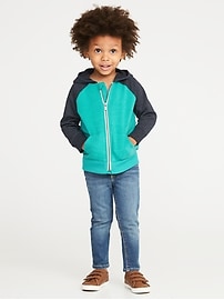 View large product image 3 of 4. Color-Blocked Raglan-Sleeve Zip Hoodie for Toddler Boys