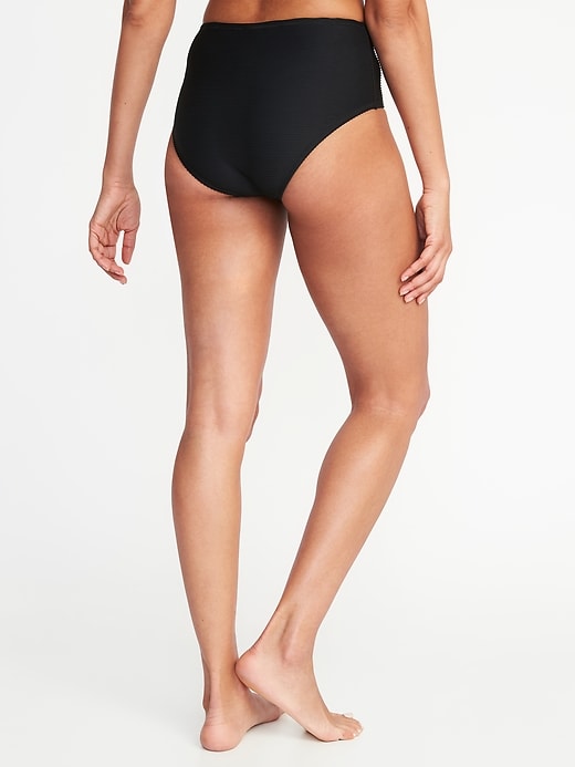 View large product image 2 of 3. Mid-Rise Textured-Stripe Swim Bottoms for Women