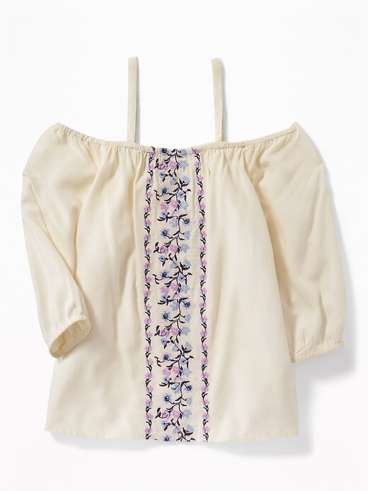 View large product image 1 of 1. Embroidered Off-the-Shoulder Blouse for Girls