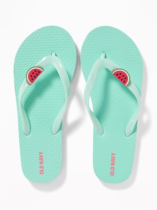 View large product image 1 of 1. Fruit-Charm Flip-Flops for Girls