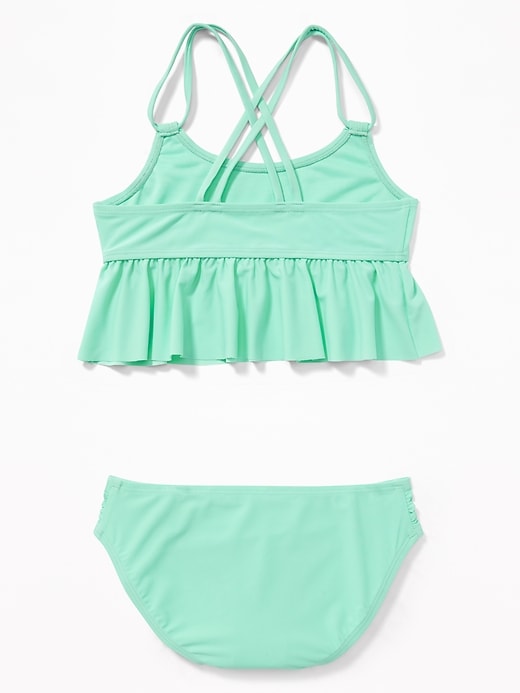 View large product image 2 of 2. Double-Strap Peplum Tankini for Girls