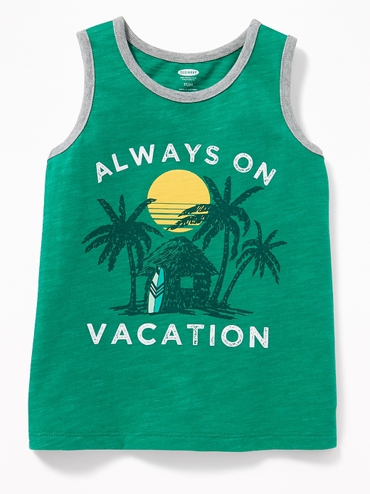 View large product image 1 of 2. "Always On Vacation" Tank for Toddler Boys