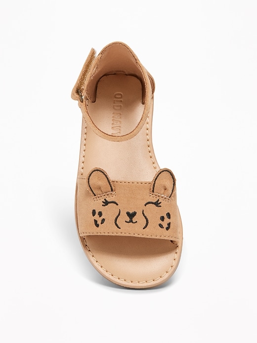 View large product image 2 of 4. Sueded Cheetah Critter Sandals for Toddler Girls