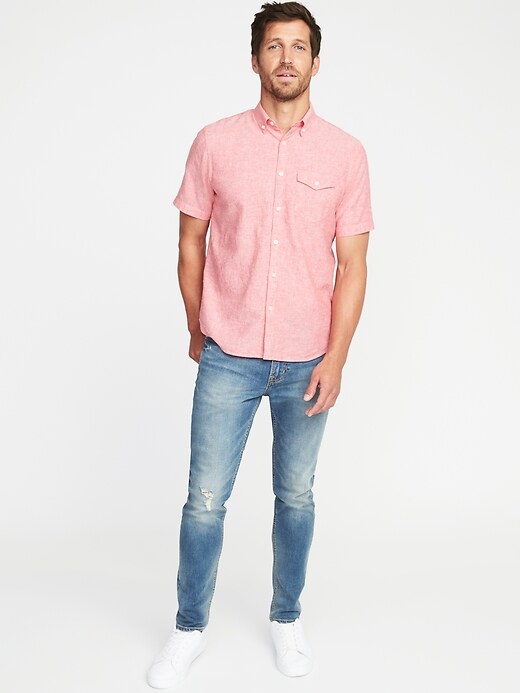 Image number 3 showing, Regular-Fit Linen-Blend Pocket Shirt