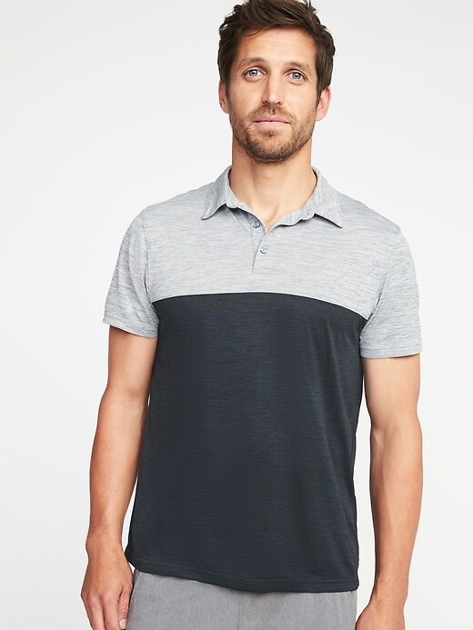 View large product image 1 of 1. Go-Dry Color-Block Performance Polo