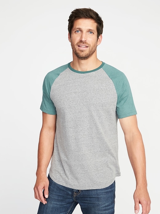 View large product image 1 of 1. Color-Block Raglan-Sleeve Tee